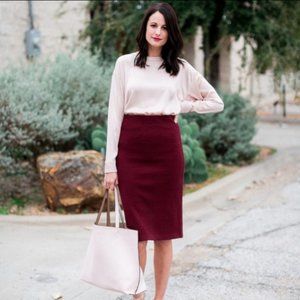 Loft Pencil Skirt Burgundy XXS